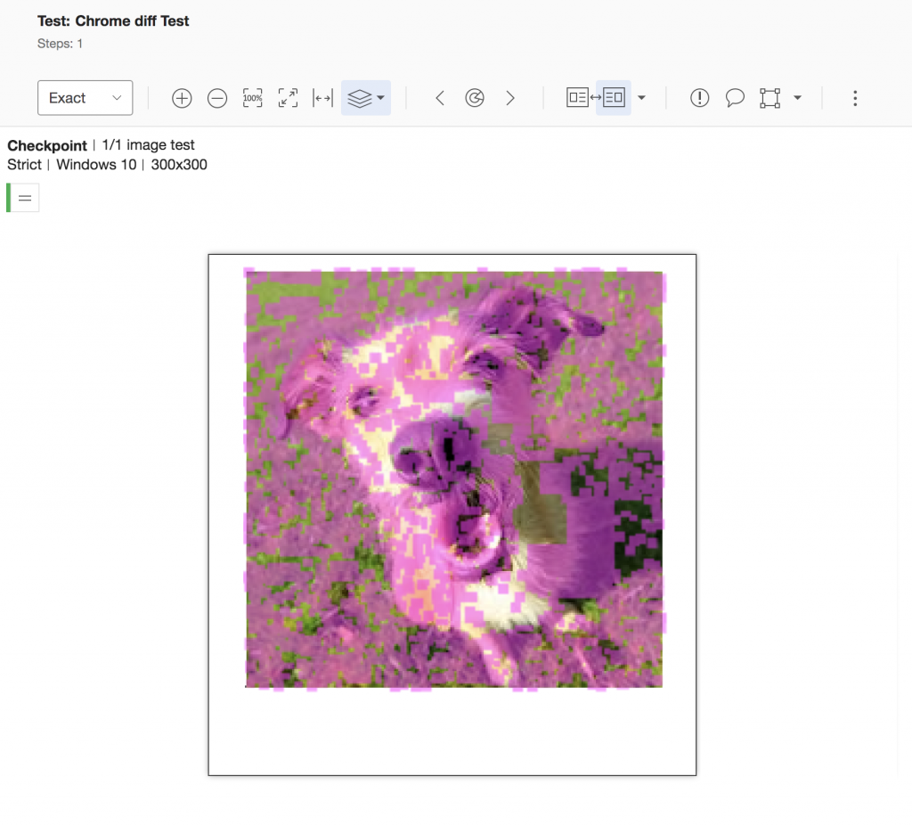 Applitools Eyes Exact Mode output