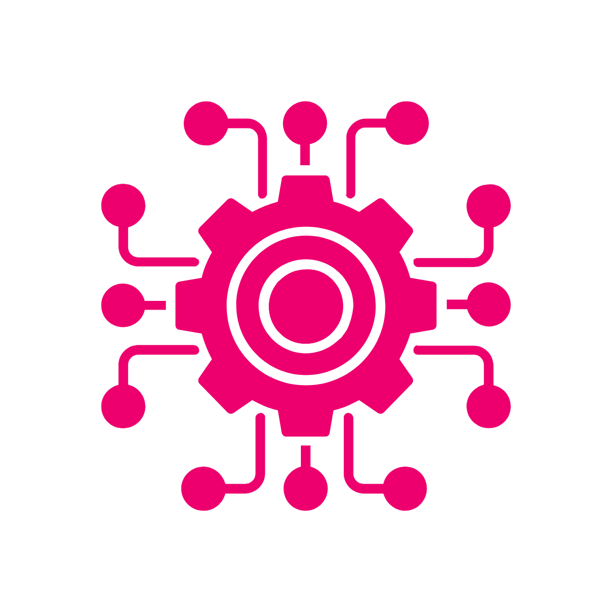 Icon showing gear with lines connected to dots