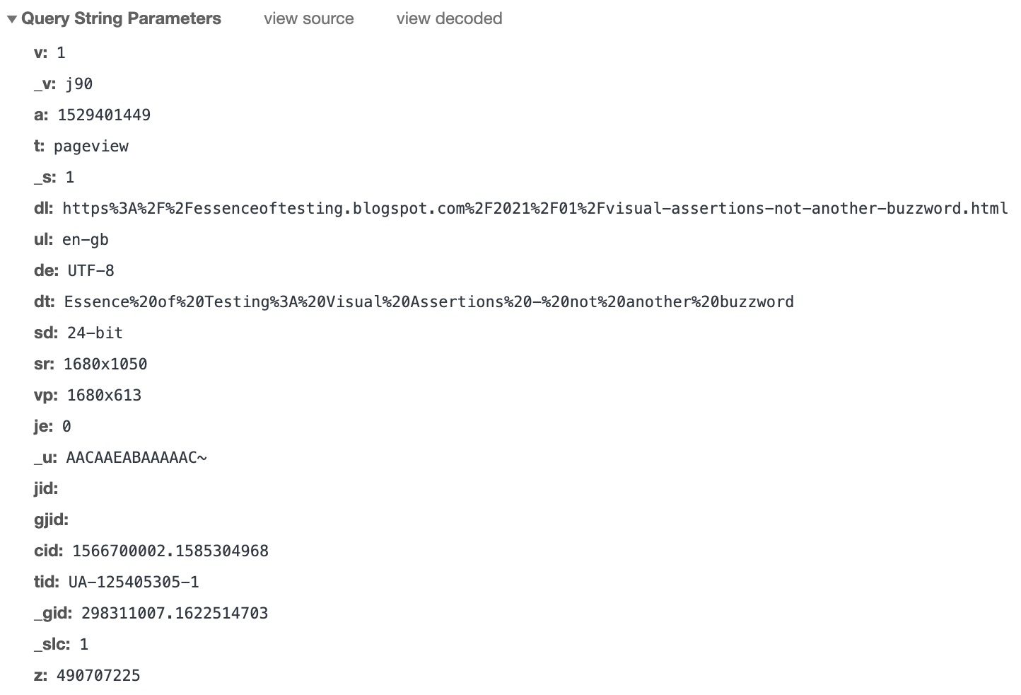 A look at the query parameters of our example