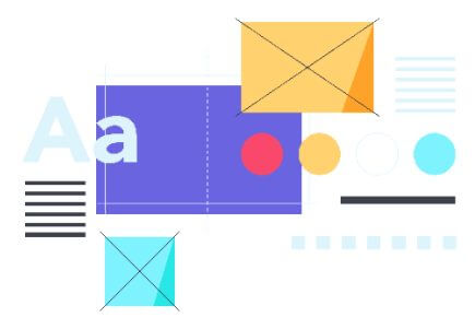 An abstract drawing of various tools found in design software