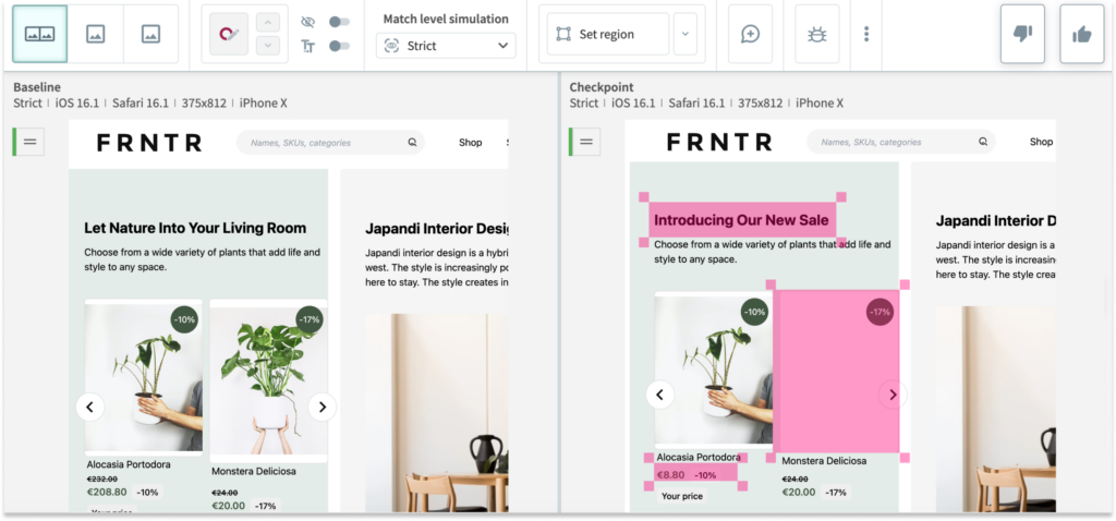 Applitools Eyes Dynamic Region Selection