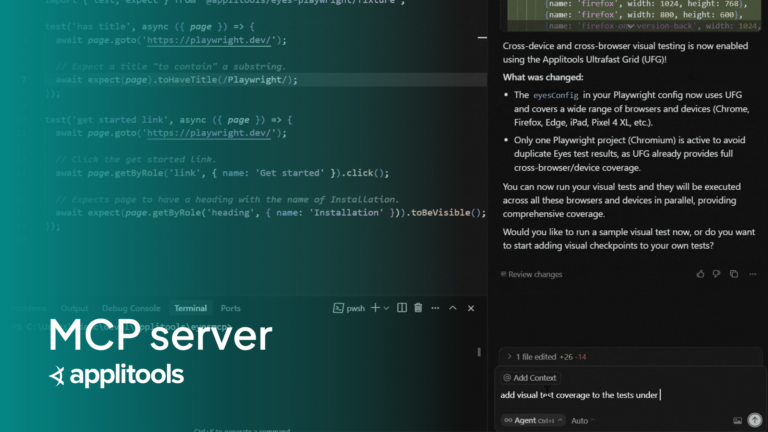 Applitools MCP server with Playwright Fixtures SDK