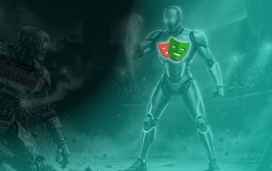 Image of a Playwright robot defeating another robot