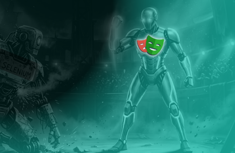 Image of a Playwright robot defeating another robot