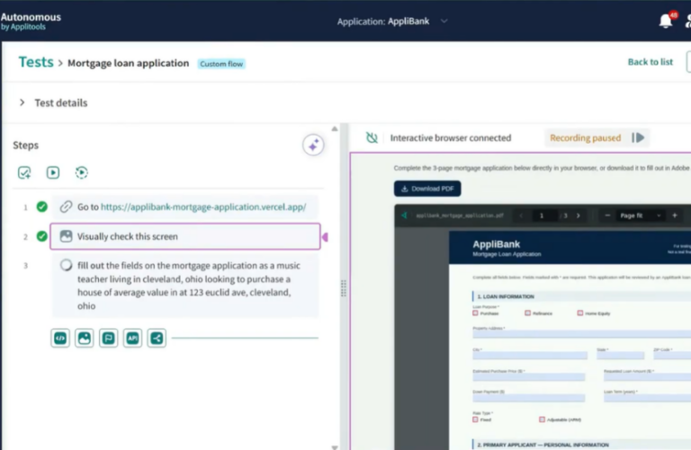 Screenshot of Applitools Autonomous no-code PDF testing